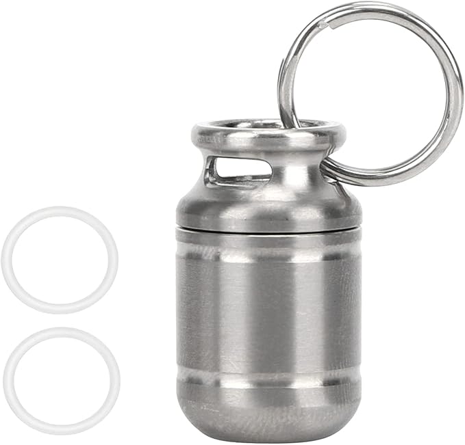 Pill Cases, Portable Alloy Medicine Holder Heat Resistant Waterproof Warehouse Mini Pill Storage Bottle(Small) Pill Container Pill Holder Keychain Small