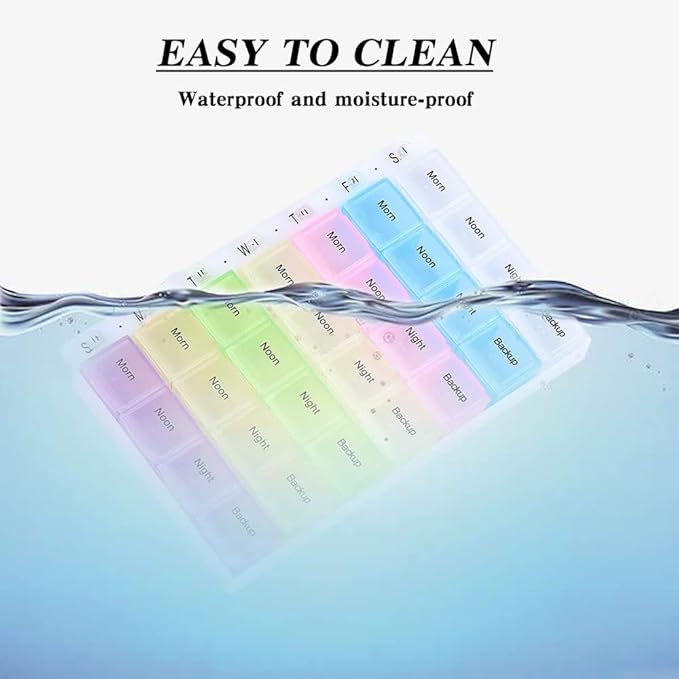 Pill Organizer, Large 28 Day Medication Organizer, Weekly Pill Box 4 Times a Day, Travel Medication Organizer,Waterproof Supplement Organizer for Daily Pills, Vitamins,Fish Oil