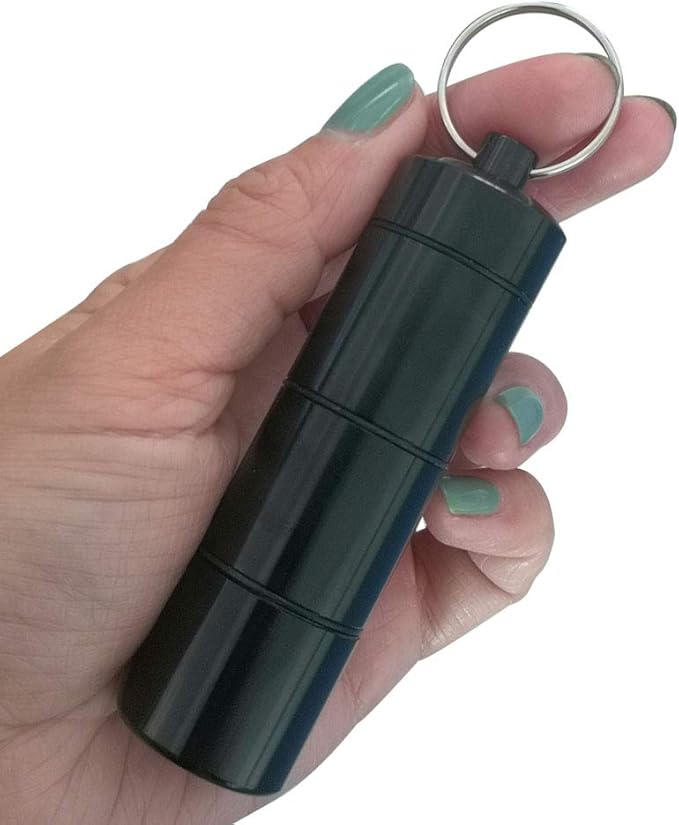 FAYALA Pill Disperser Waterproof 3 Days Pill Holder Travel Pill Container Portable Medicine Keychain Daily Airtight Pill Organizer（Black） (3 compartments)