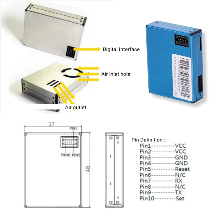 Air Quality Monitor PM2.5 PM10 Detector with Real Time Display Indoor Pollution Meter for Dust Portable Home Sensor