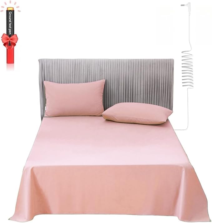 Grounding Sheets King Size, Organic Cotton + Silver Yarn, Conductive Earthing Flat Sheets for Better Sleep