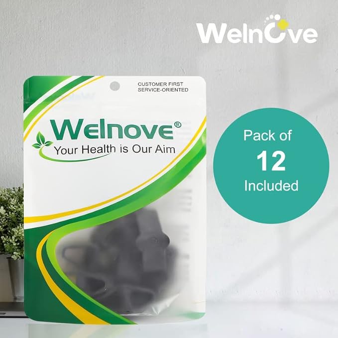 Welnove Pack of 12 Bunion Corrector, Toe Separators with 2 Loops, Big Toe Spacer Suitable for Bunion and Overlap Toe (Black)