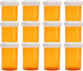Empty Plastic Medicine Pill Bottles with Child Resistant Caps, 20 Dram Amber Plastic Vial Travel Pill Case Organizer, Pack of 12 (20 Dram)