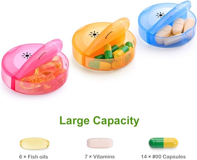 2 Pack Weekly Pill Organizer 7 Day 2 Times a Day, Sukuos Large Daily Pill Cases for Pills/Vitamin/Fish Oil/Supplements, BPA Free Pill Box, Easy to Clean