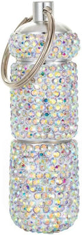 Bling Pill Case Portable Travel Pill Container Bottle Rhinestone Waterproof Small Pill Holder with Keychain Cute Mini Pill Storage Box (ab Colorful)