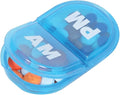 ACU-Life Daily AM/PM Travel Pill Organizer, Vitamin Case, Medicine Container, Portable Round Pill Box, Pocket Pharmacy, 2 Times a Day, Color May Vary