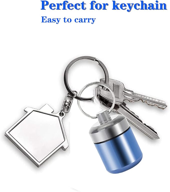 Pill Holder Keychain Container,Portable Aluminium Alloy Waterproof Pill Boxes for Purse Pocket,Small Pill Cases for Outdoor Travel Camping Daily Use-3PCS