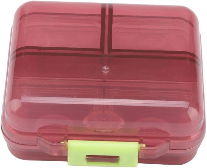 7 Grids Weekly Pill Box Portable Medicine Storage Box Foldable Drug Case Tablet Organizer for Travel (Claret-red)