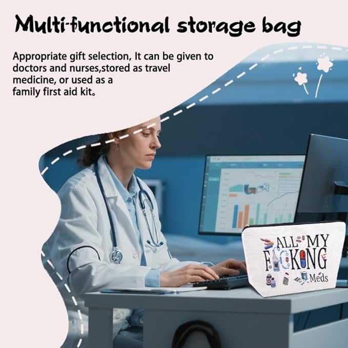 Small Pouch Bag for Medicine Pharmacist Nurse Doctor Pouch Bag for Women Men Patient Medication Organizer Bags Practitioner Physician Assistant Gifts Pouches Get Well Soon Medical Pouches Med Bags