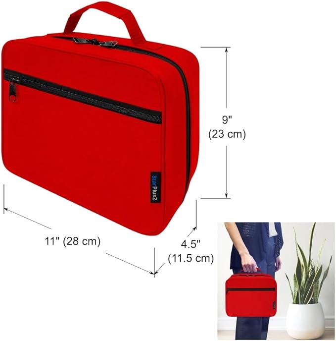 Large Pill Bottle Organizer - 10 Pockets Medicine Bag for Travel & Home Storage - Red