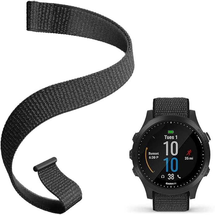 Strap Compatible with Garmin Forerunner 965/955/945/935，22mm Replacement Watch band - Woven Nylon with Hook-And-Loop