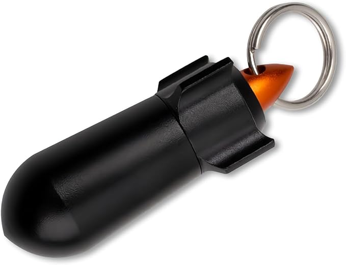 Keychain Pill Case, Rockets Shape Aluminum Medicine Holder, Portable Waterproof Vitamin Aspirin Container for Traveling
