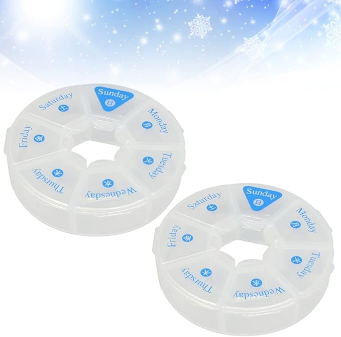 Healifty Medicine Organizer 2pcs Days Capsules Organizer Home Oils Cases Storage Round Use Medication Case Fish Daily for Containers Planner Medicine Portable Travel Box