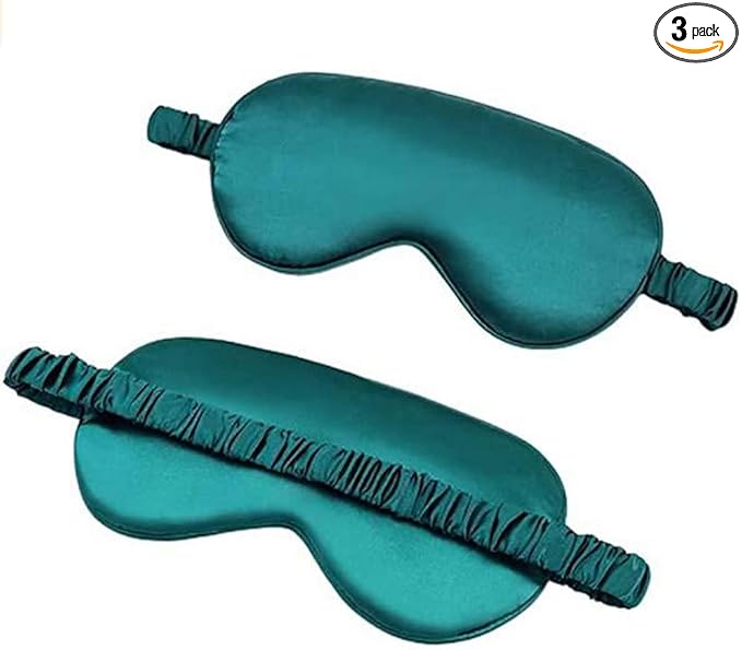 Soft Silk Sleep Eye Masks Lightweight Eye Cover Eyeshade for Night Sleeping with Elastic Strap Dark Green