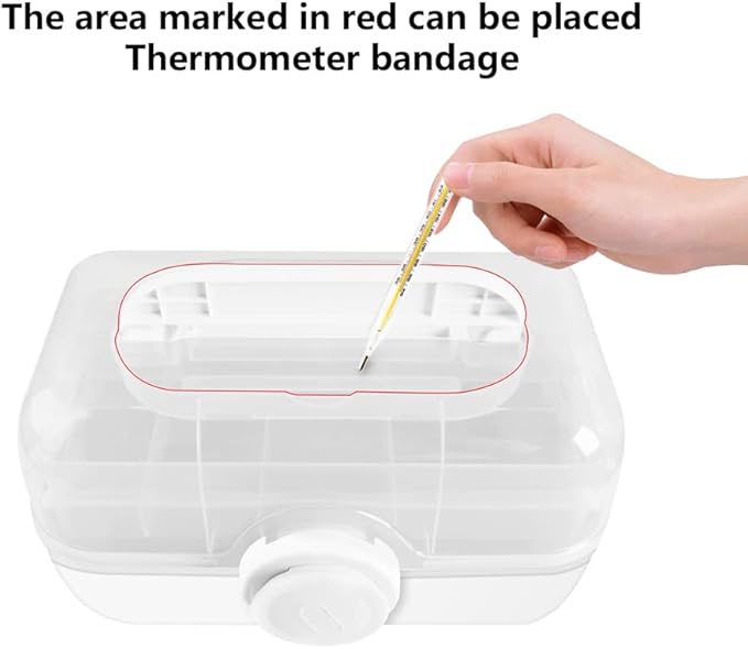 3-Tier Medicine Storage Box with Removable Pill Case & Handle, Portable Medical Containers Chest, Empty First Aid Box for Medicine, Family Emergency Kit, Small Staff- Home Office Travel use ( White )