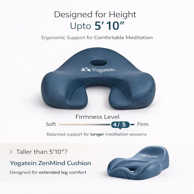 Ergonomic Meditation Cushion with Foot Rest & Carry Strap – Large Floor Cushion for Adults – Meditation Seat & Yoga Cushion for Mindfulness, Sound Healing & Reiki