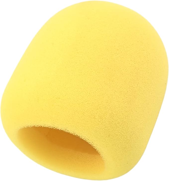 Fielect 2Pcs Microphone Cover Sponge Foam Mic Cover Handheld Microphone Windscreen Shield Protection Micro Foam Filter Yellow for KTV Broadcasting