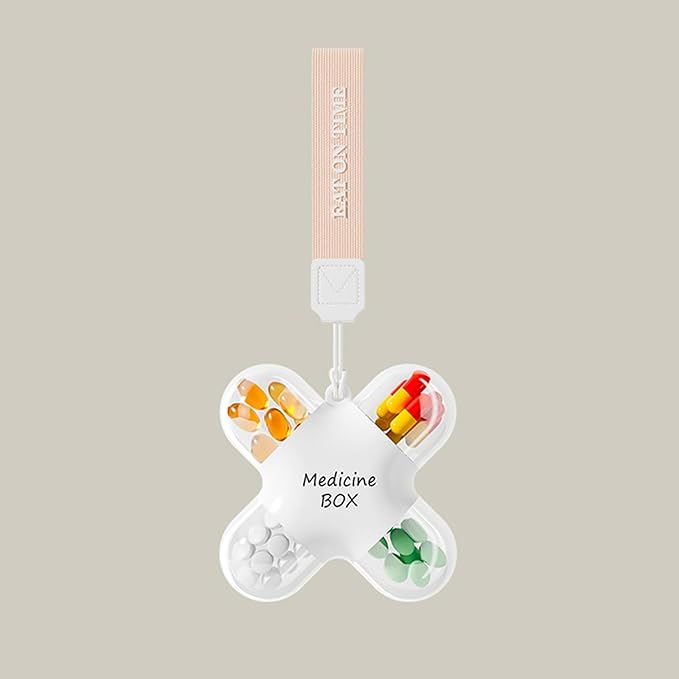 4 Compartment Pills Organizers Clear ABS Storage Box with Secure Seal for Travel and Daily Use