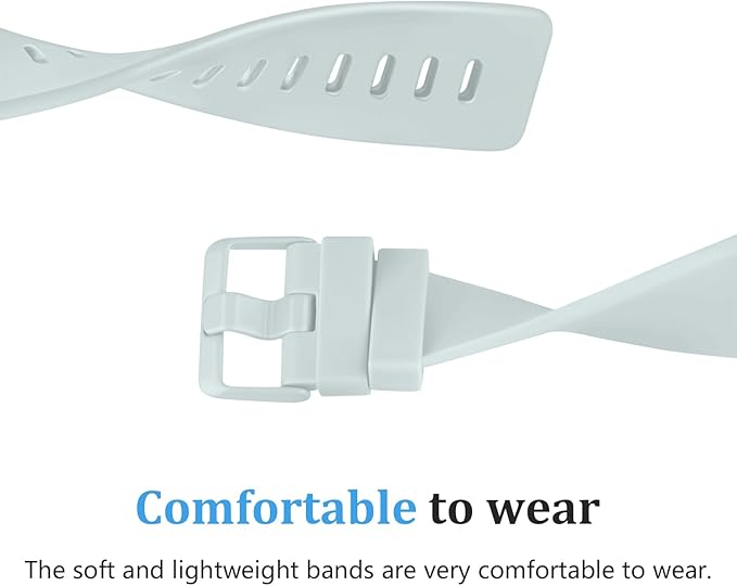 Mugust Sport Bands Compatible with Fitbit Versa 2, Classic Soft Silicone Replacement Wristbands Straps for Fitbit Smart Watch Women Men (Small, Light Cyan)