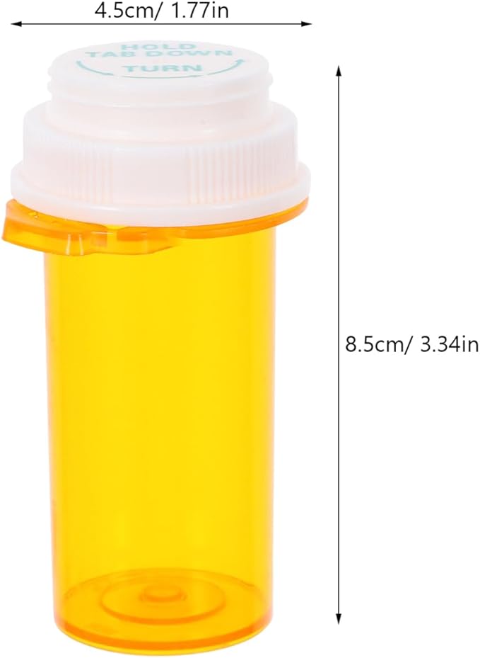 Beaupretty 10Pcs Travel Pill Bottle Organizer with Child Resistant Caps Small Plastic Medicine Containers Portable Pill Case Storage Box