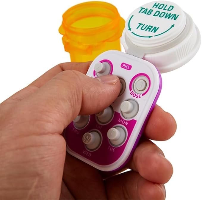 Blue Pill Popper Medication Tracker Organic Silicon Pill Popper Medication Tracker Reminder Adult/The Child Daily Pill Reminder Small and Portable Memory Aid with Buttons with Bottle, Medication Aids