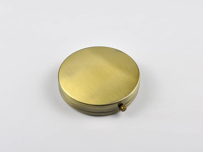 Retro Compact Pill Case with Mirror for Purse Travel Medicine Organizer (Light Gold), PC02