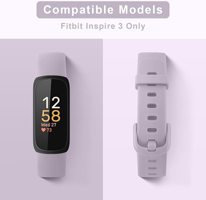 6-Pack Bands for Fitbit Inspire 3 Bands for Women Men, Soft Silicone Adjustable Wristband Replacement Straps Compatible with Fitbit Inspire 3 Fitness Tracker