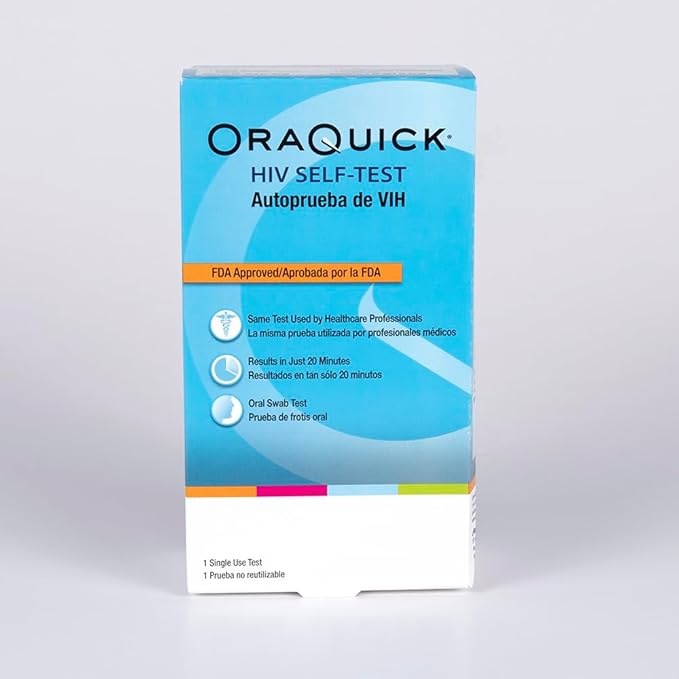 OraQuick® HIV Self-Test, Oral Fluid Rapid HIV Test for HIV-1 & HIV-2 Detection, Quick & Easy Pain Free Home Testing Kit with Results in 20 Minutes, Ages 14+, 6ct Case