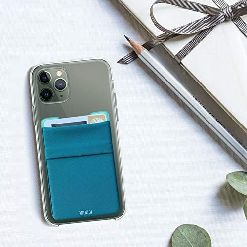 RFID Blocking Phone Card Wallet - Double Secure Pocket - Ultra-Slim Self Adhesive Credit Card Holder Card Sleeves Phone Wallet Sticker All Smartphones (Bluegre)-2PC