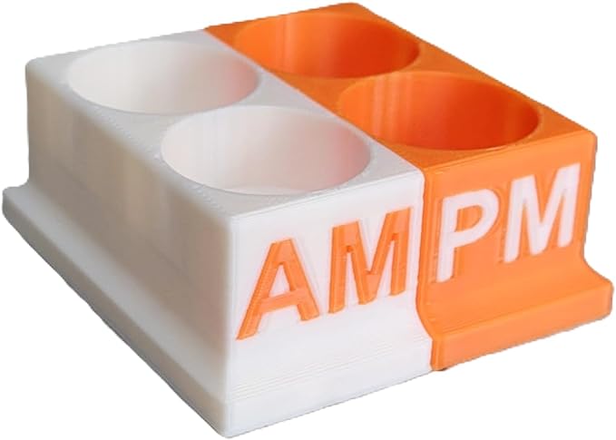 Znet3D Eye Drops Bottle Organizer & Tracker – AM/PM 4-Slot (White/Orange)