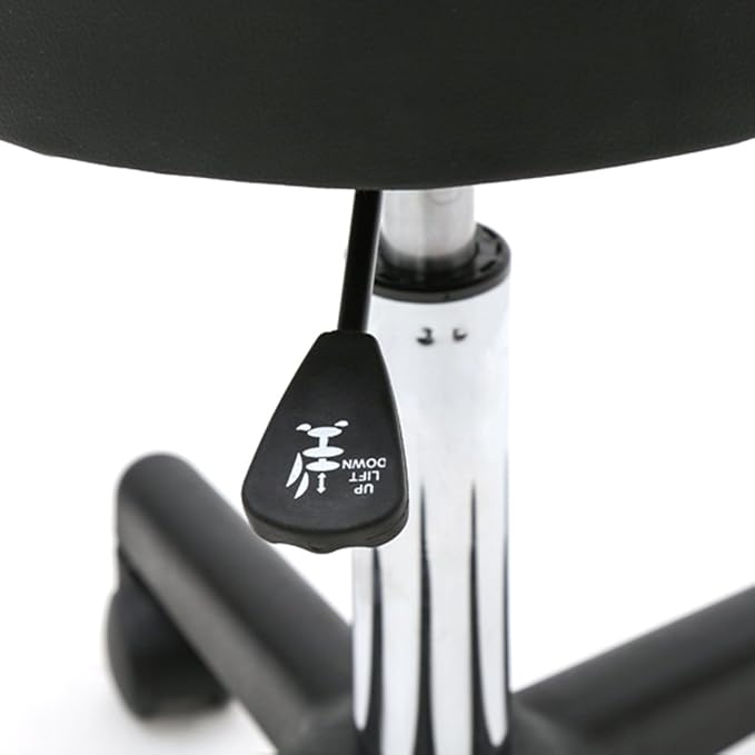 Modern Rolling Round Stool Chair,PU Leather Swivel Adjustable Rolling Stools,Ergonomic Swivel Salon Spa Barstools,Office Drafting Chairs,with Wheels,for Home, Kitchen, Medical, Lab (Black)