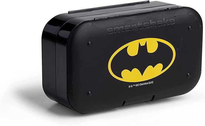 Smartshake DC Comics Pill Box Organizer (Pack of 2) Portable Size, BPA Free - Medicine Storage Box for Daily Use - 7-Day Portable Pill case for Travel, Vitamin, and Supplement (Batman)
