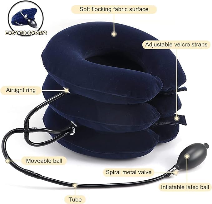 Neck Stretcher, Neck Traction Device, Cervical Traction Device for Neck Pain Relief, Neck Brace Adjustable Inflatable Neck Stretcher, Neck Decompression Devices Home Use (Blue)