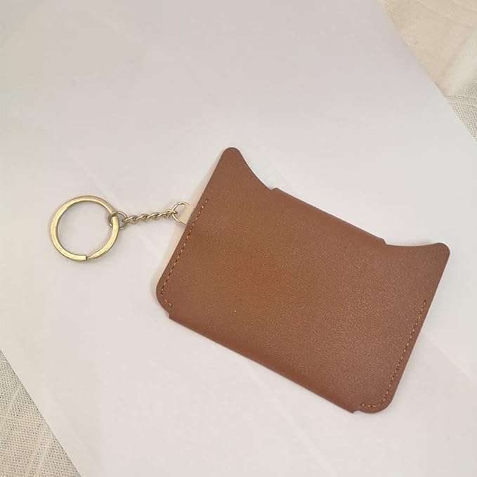 Birth Control Pill Case/Wallet PU Leather Medicine Holder Cute with Keychain(Brown)