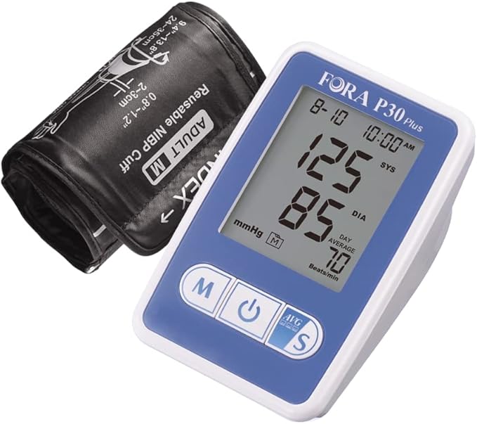 Fora P30 Plus Blood Pressure Monitoring System. Made in Taiwan, IRB & Smart Averaging Technology. Adjustable Cuff That Fits Arms 9.4-16.9 inches (24-43 cm) in Circumference.
