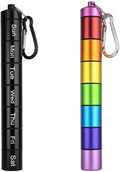 7 Days Rainbow Colour Aluminum Bottle with Carabiner ，Stackable Metal Container，Waterproof Travel Cute Holder (1 Rainbow Container and 1 Black Container)