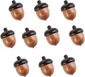 10Pcs Mini Acorns Decor Craft Artificial Acorns Solid Wood Medicine Pill Box Portable Sandalwood Acorn Pill Case Tablets Storage Sealed Can