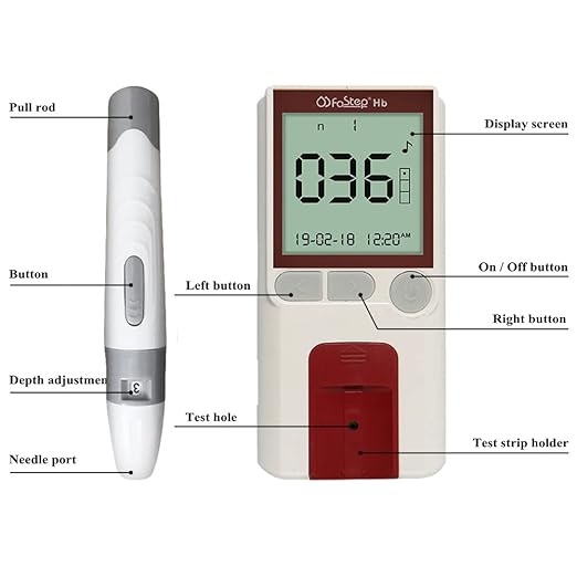Hemoglobin Test Meter kit Hemoglobin Meter kit Hemoglobin analyzer Anemia Monitor includes 50pcs Hemoglobin Test Strips