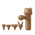 Mini Massage Gun with Bear Design, 5 Interchangeable Heads,4-Speed Regulation, Deep Tissue Percussion Massager for Athletes, Pain Relief (Brown)
