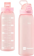 30oz Water Bottle with Time Markers and Filter, BPA Free Large Durable Portable Plastic Bottle for school (Pack of 1)