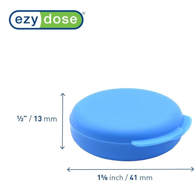 EZY DOSE Daily Round 2 Pack Portable Pill Boxes and Organizers with Snap Shut Lids, Perfect for Travel, Blue Purple and Blue Pink, 2 Pack