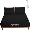 OKOHEY Grounding Fitted Sheets with 15ft Earthing Cord, Queen Size, 90% Organic Cotton + 10% Silver Fiber, Soft & Breathable Grounded Sheet for Better Sleep and Enhanced Wellness, Black