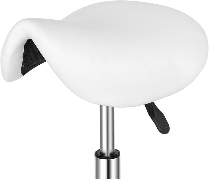Round Rolling Bar Stool PU Leather with Wheels and Foot Rest, Height Adjustable Task Work Chair for Salon Spa Office Chairs