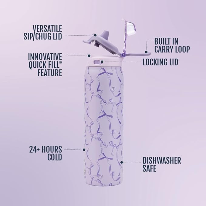 Ello Pop & Fill Insulated Stainless Steel Water Bottle with Quick Fill Lid, Leakproof Locking, Sip or Chug Spout, BPA-Free, Double Wall Vacuum Insulated for Sports, Travel & School- 22oz / 32oz / 40oz
