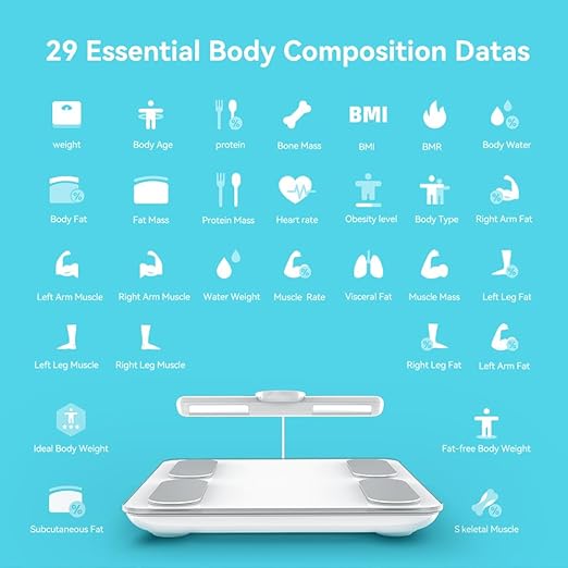 Fitdays Body Health Pod Scale, View 5 Metrics Without Phone, 8-Electrode Smart Scale with BMI Body Fat Muscle Mass, Offline Body Composition Analyzer, FSA&HSA Eligible