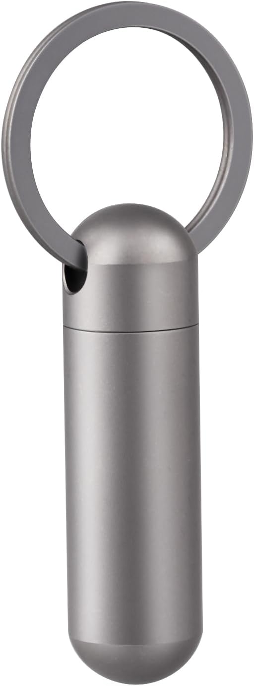 SHD Pill Box Keychain,Titanium Waterproof Mini Pill Holder Container,Portable Small Pill Case for Outdoor Travel Camping