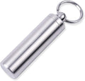 Keychain Pill Holder Container,Portable Waterproof Single Chamber Stainless Steel Pill Box,Small Pill Case for Outdoor Travel Camping