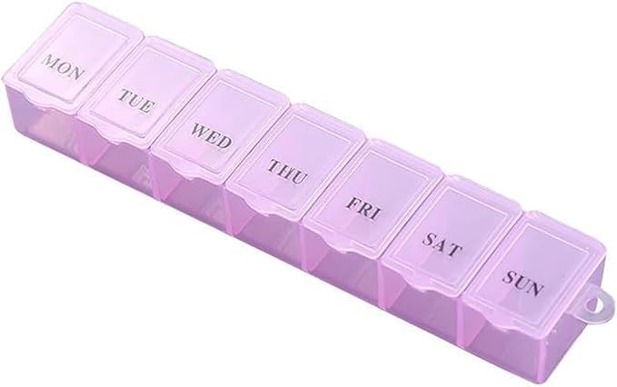Pink Pill Organizer Box Transparent 7 Grids Pill Storage Box Clear Tablets Container Excellent Personal Pill Organizers