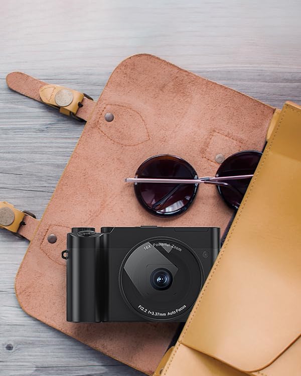 4K Digital Camera, 64MP Rear and Front Camera for Photography and Video Autofocus Anti-Shake, 3'' Selfie Flip Vlogging Camera with Ultra Bright Flash, Camera with Dial 16X Zoom (2 Batteries+Charger)