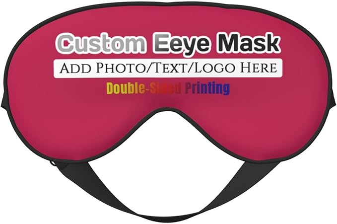 Personalized Eye Mask Add Picture Text Image Logo Custom Travel Sleeping Masks for Home Office Customized Sleep Mask for Men Women Blocks Light Adjustable Strap Fuchsia